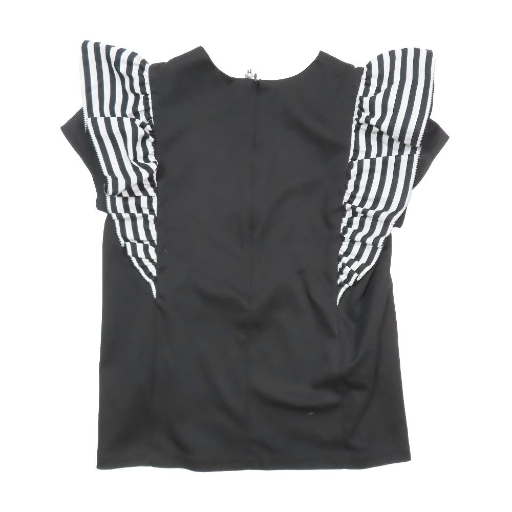 新品未使用　ボーダーズアットバルコニー ラッフルショルダーTシャツ　ネイビー 美品 BORDERS at BALCONY ボーダーズアットバルコニー ラッフル