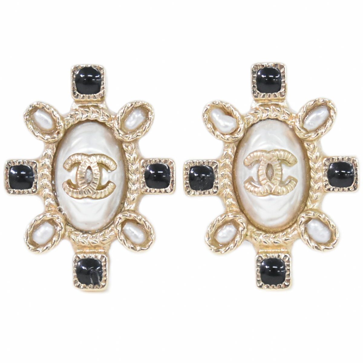 本物 シャネル CHANEL ココマーク フェイクパール イヤリング GP  
