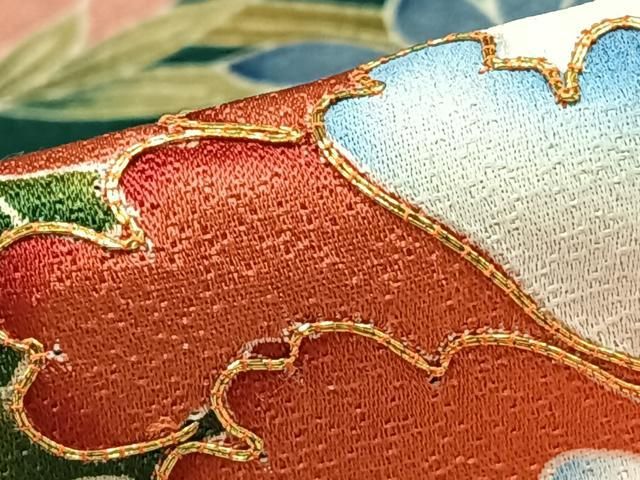 平和屋着物□色留訪問着 駒刺繍 花車文 金彩 正絹 逸品
