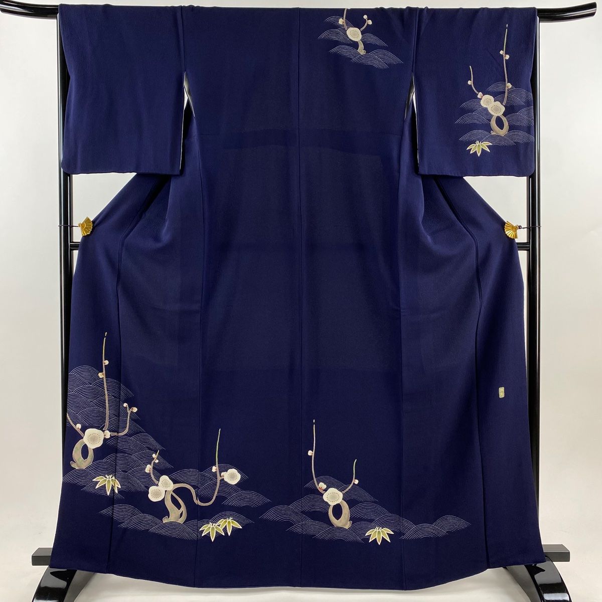 D835 訪問着 雪輪 花模様 正絹 着物 単衣 しつけ糸付き未使用極美 着物