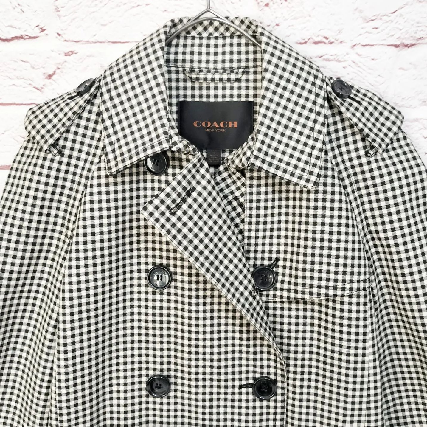 コーチ COACH ピーコート ウエストベルト付き ギンガムチェック GULLKHAN_COM