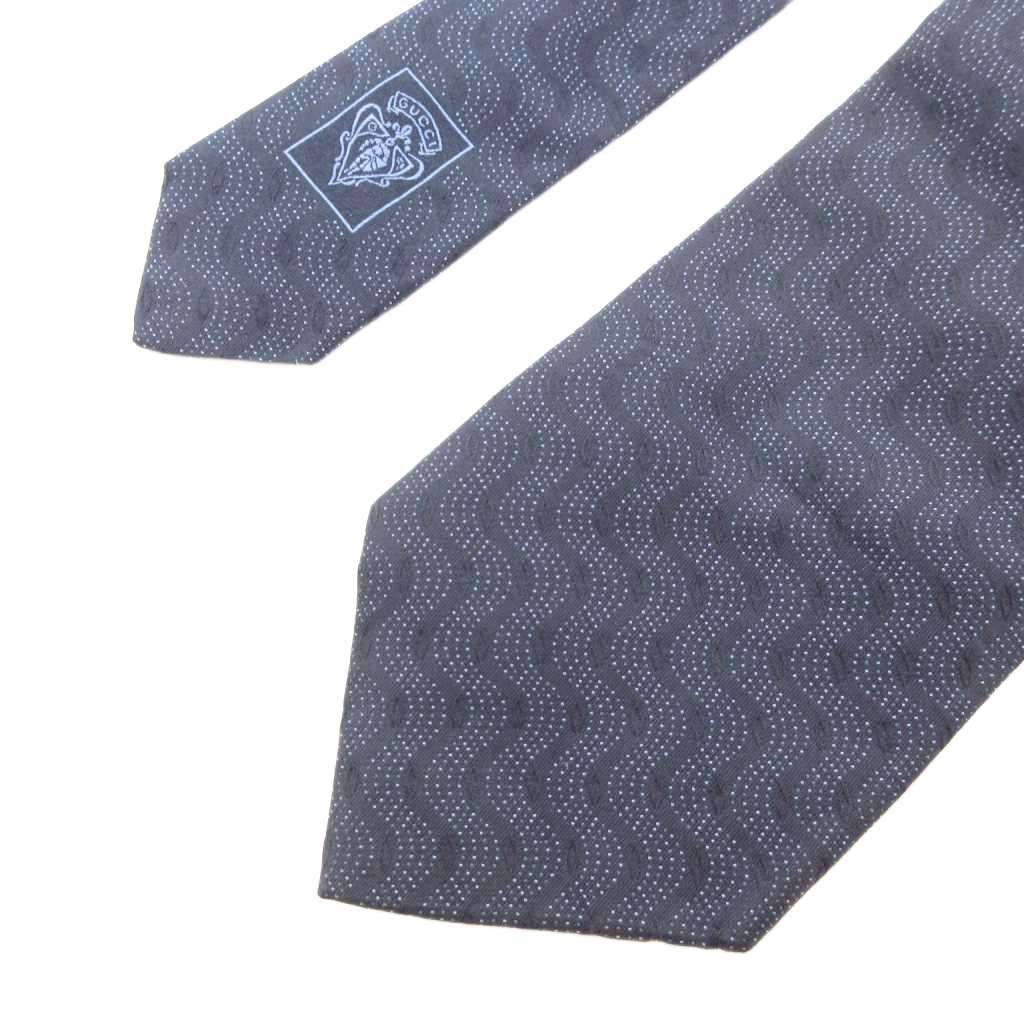  グッチ GUCCI ネクタイ ワイドタイ 総柄 シルク 紺 ネイビー AE ネクタイ 小物