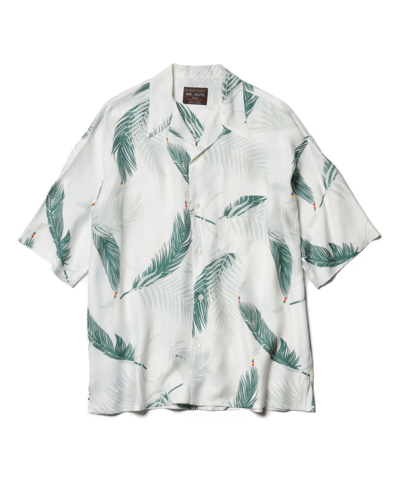 MR.OLIVE / FEATHER LEAF BUTCHER RAYON / ALOHA SHIRT ミスター