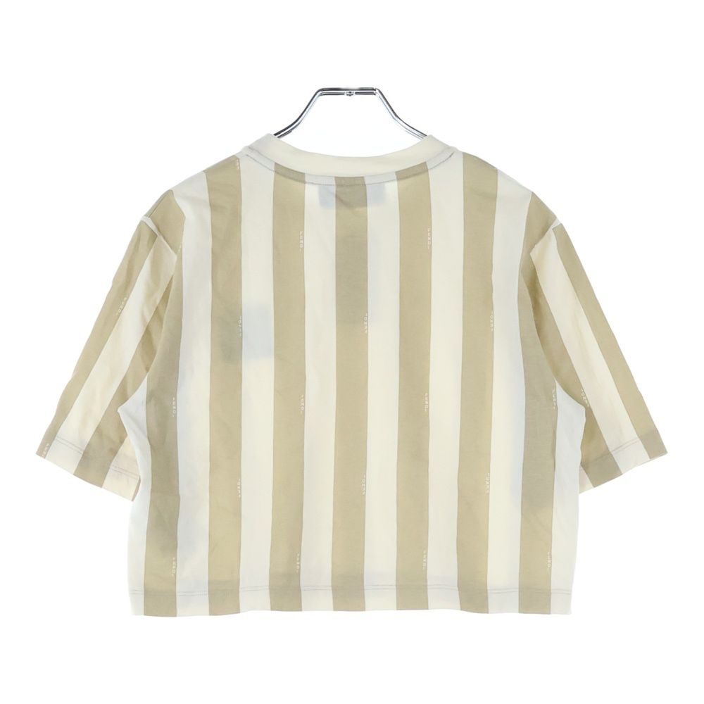 FENDI フェンディ 24 SS ペカン ストライプ クルーネック 半袖Tシャツカットソー ブラウン ベージュ レディース FS 9662