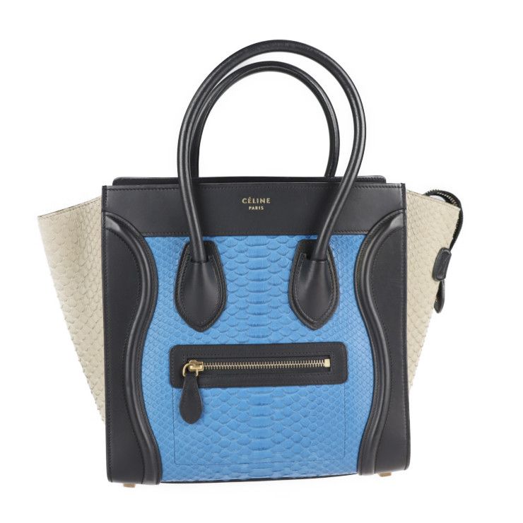 CELINE セリーヌ マイクロショッパートート トートバッグ 167794 パイソン レザー ブラック ブルー ベージュ ラゲージ ハンドバッグ  【本物保証】