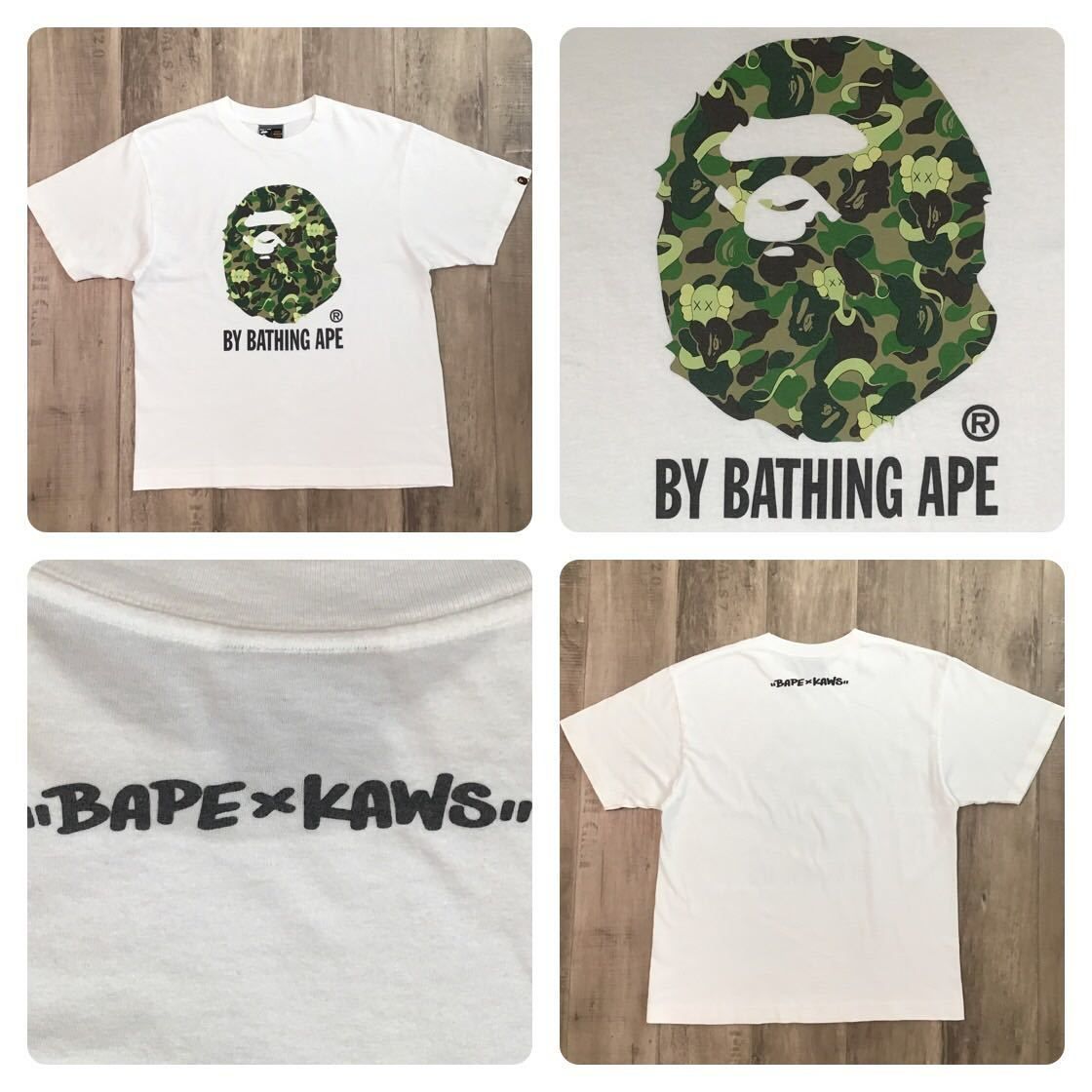 BAPE × KAWS bendy ABC camo green Tシャツ Mサイズ a bathing