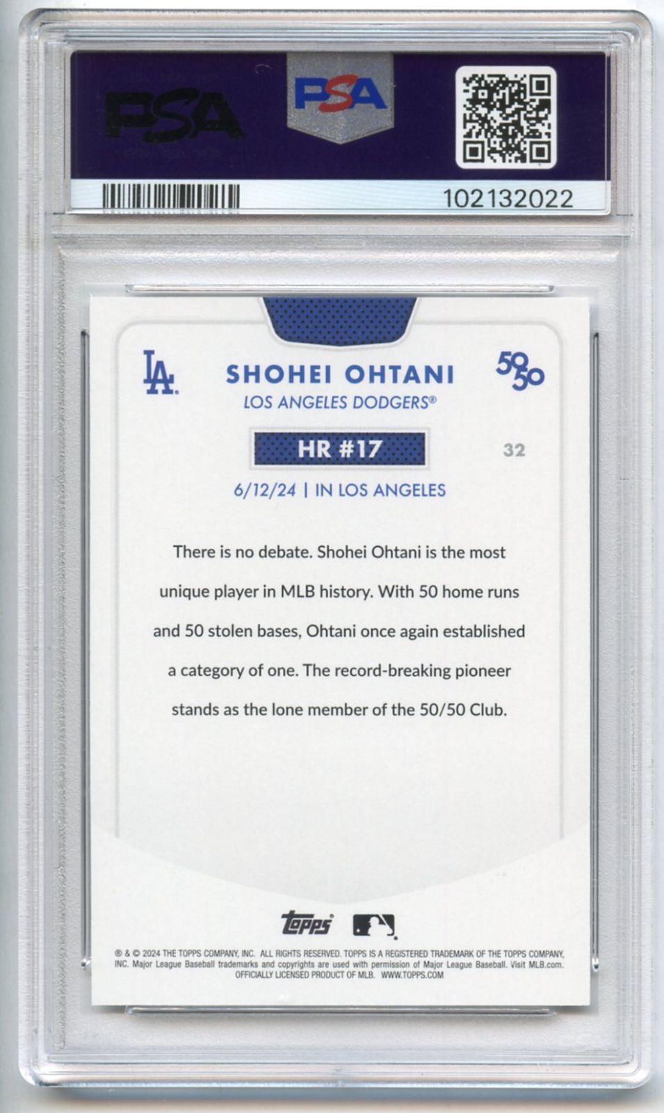 PSA鑑定カード］ PSA10 GEM MT 大谷翔平 2024 Topps 50/50 #32 HR #17