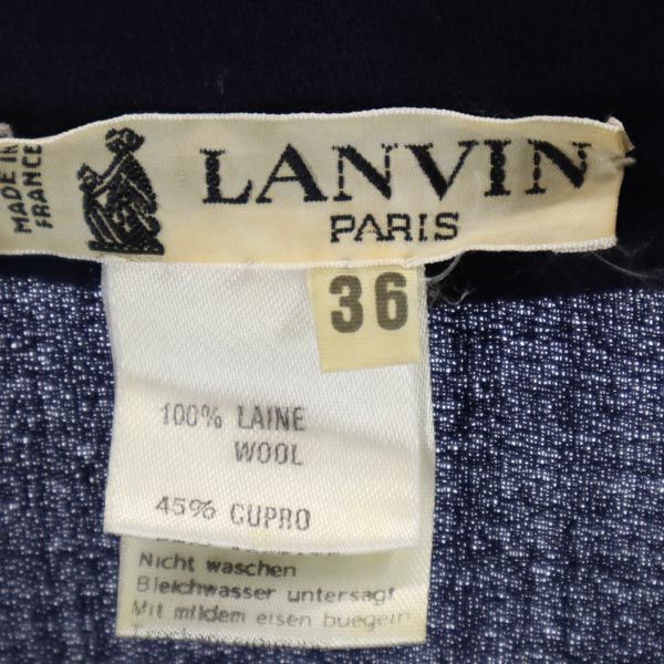 ランバン フランス製 ウール100％ ワンピース 36 紺 LANVIN 長袖 レディース 【中古】 【221211】