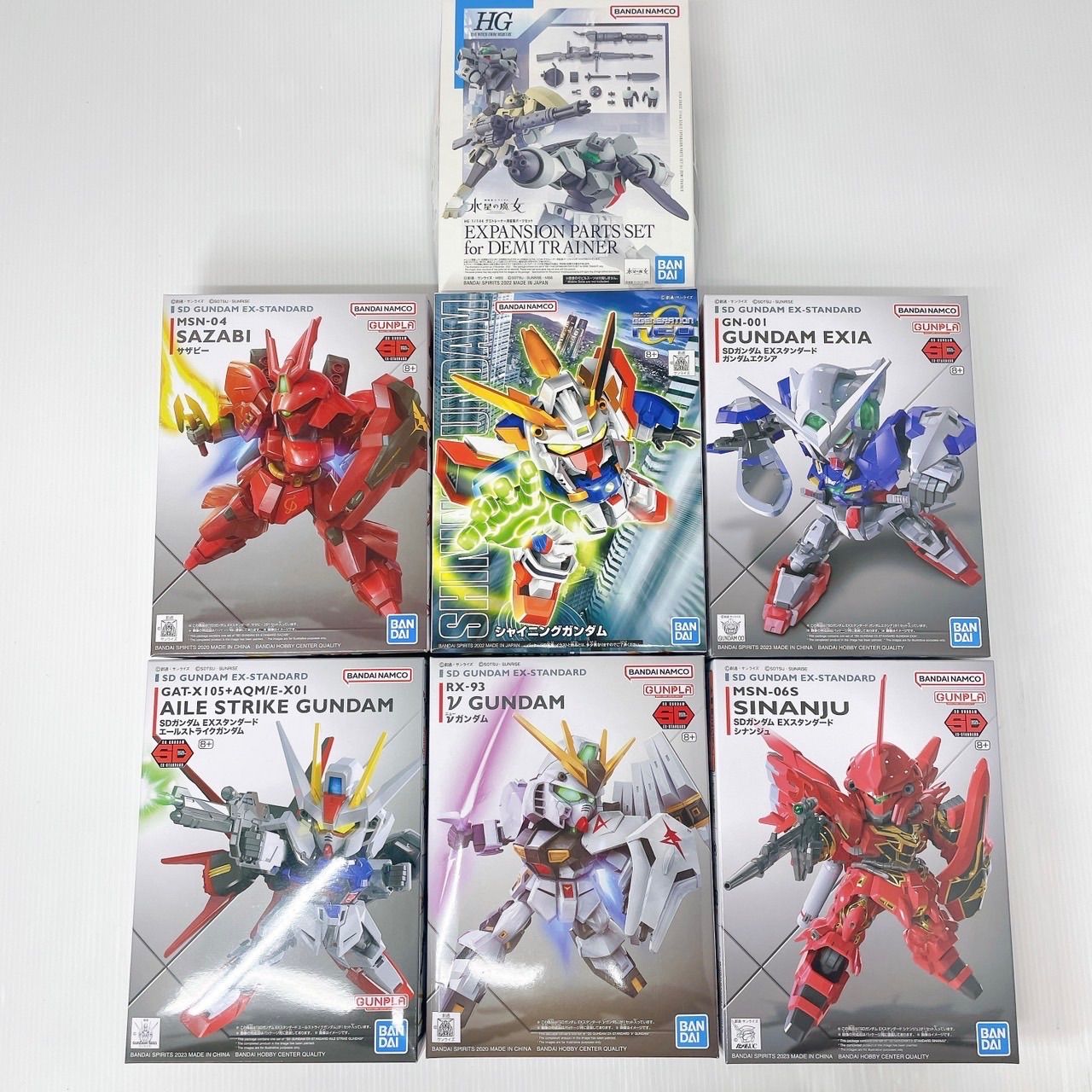 【新品未組立】SDガンダム EX-STANDARD 6種セット☆ガンダムエクシア シナンジュ シャイニングガンダム νガンダム エールストライクガンダム サザビー デミトレーナー 7個まとめ売り