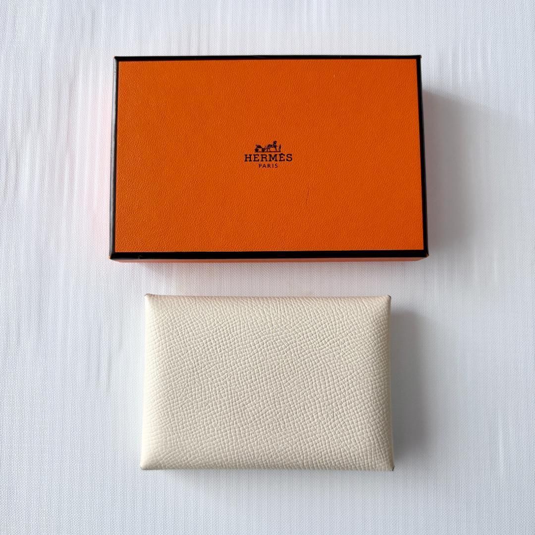 美品『エルメス』カルヴィ デュオ ナタ オフホワイト エプソン