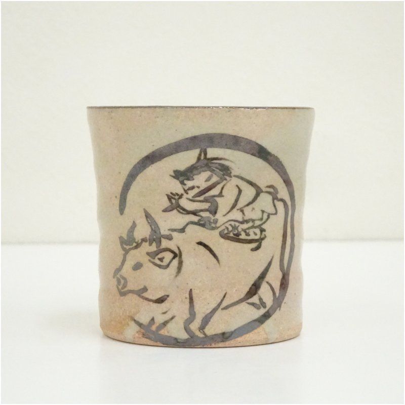 吉向焼 八代 吉向十三軒造 干支丁丑蓋置（共