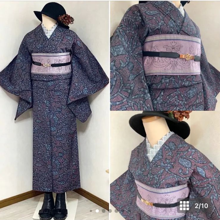 アンティーク小紋 青紫 - 着物・浴衣
