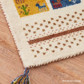 ギャッべマット 玄関マット 約60×90cm 屋内 GABBEH D19 羊毛 手織り