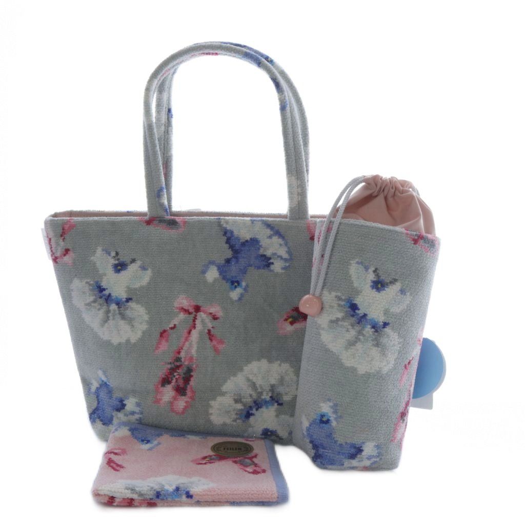 フェイラー FEILER 2022年 クリスマスセット バレリーヌ トートバッグ ボトルポーチ ハンカチ 3点セット シルバーグレー /YO8