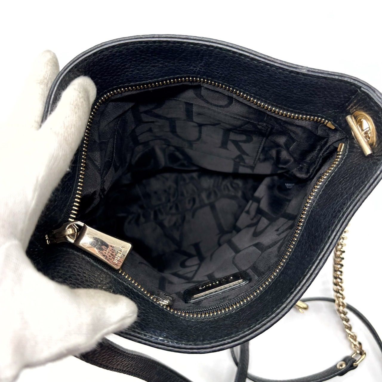 良品　FURLA フルラ　レザー　黒色　チェーンショルダー ✨良品✨ FURLA フルラ ショルダーバッグ チェーン レザー 革