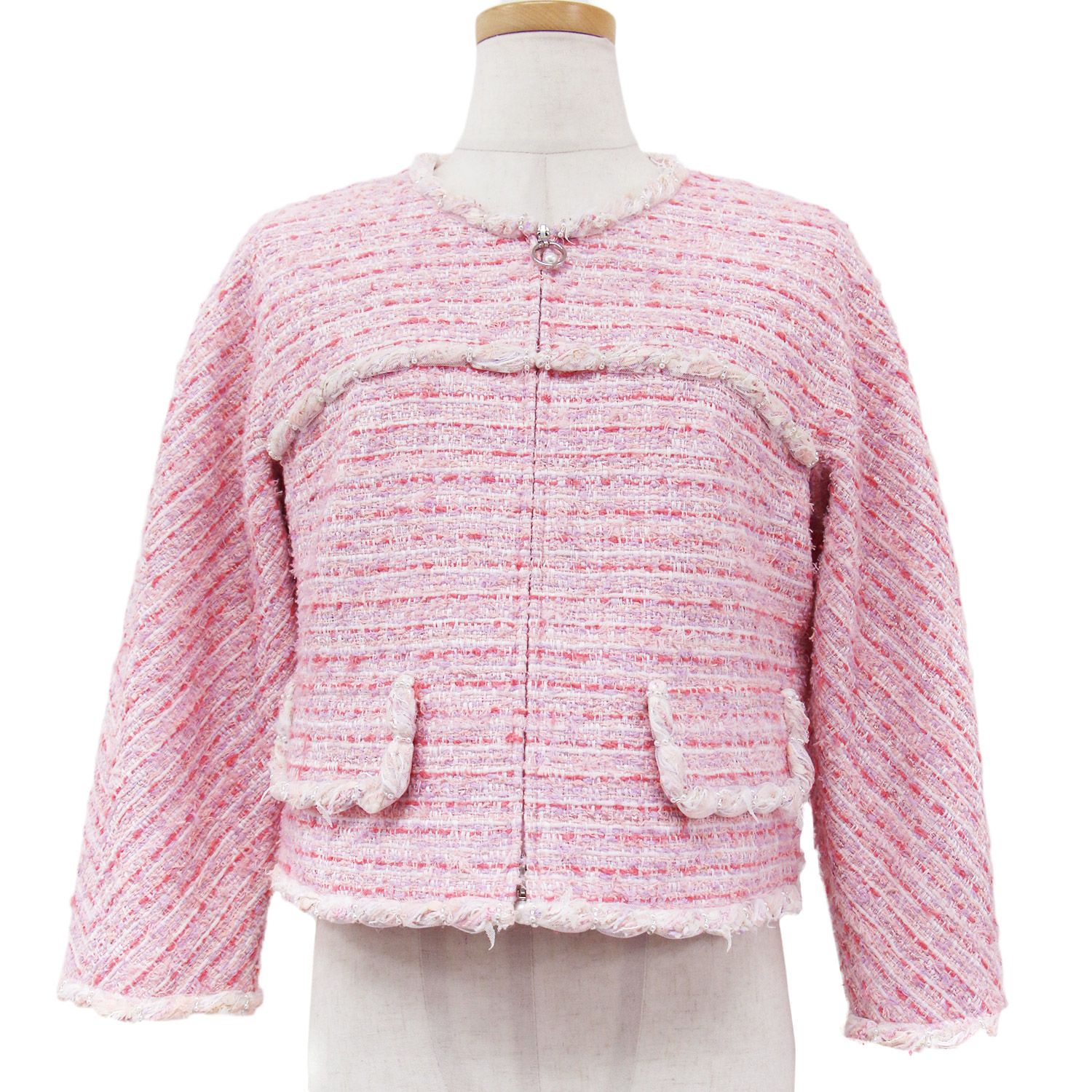 売り切りのため大幅値下げ中】ルネ ツイードノーカラージャケット