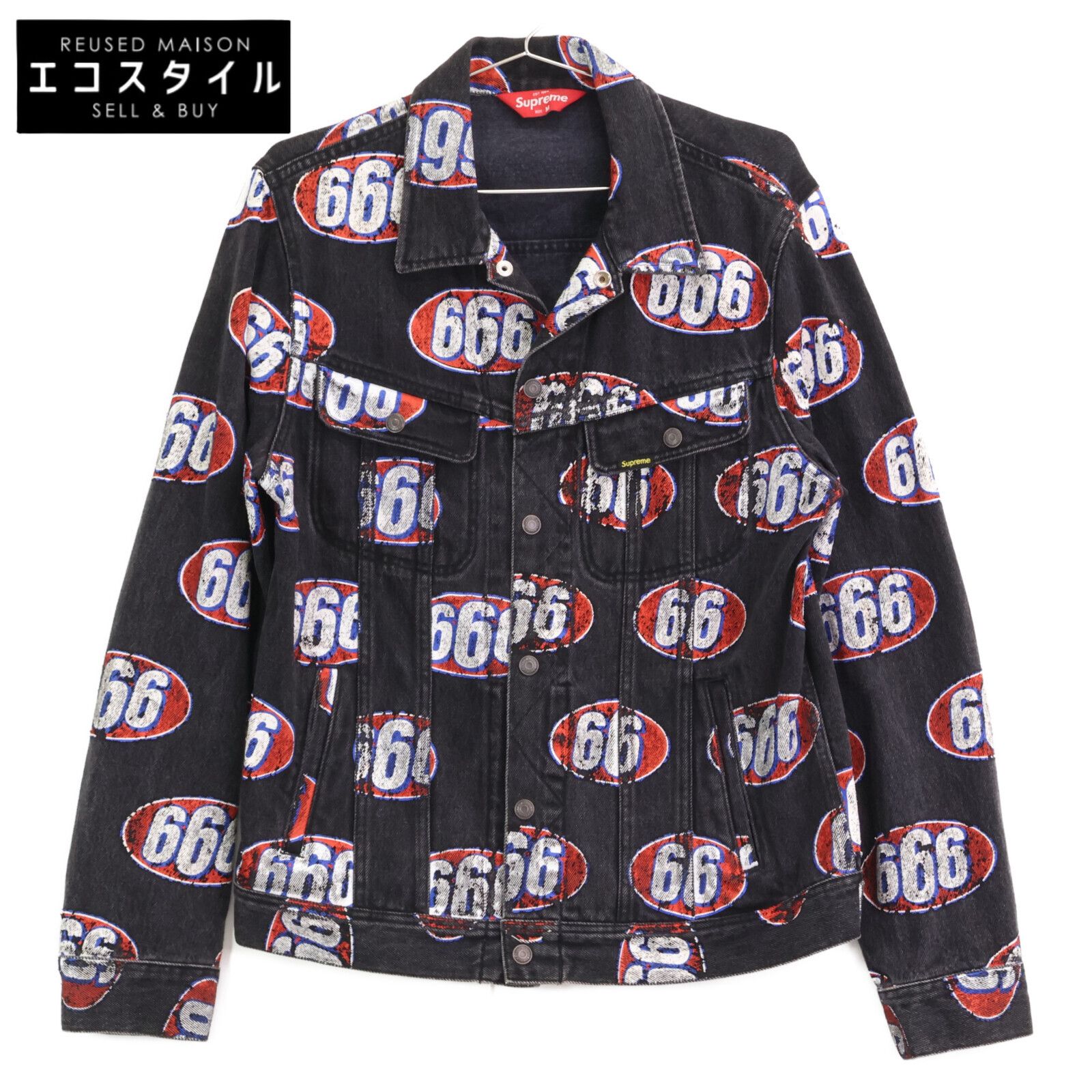 Supreme シュプリーム 666 Denim Trucker Jacket Gジャン 総柄 M