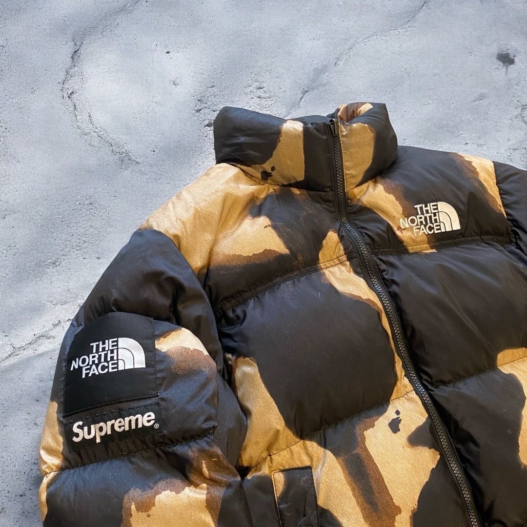 Supreme × The North Face Bleached Denim Print Nuptse Jacket