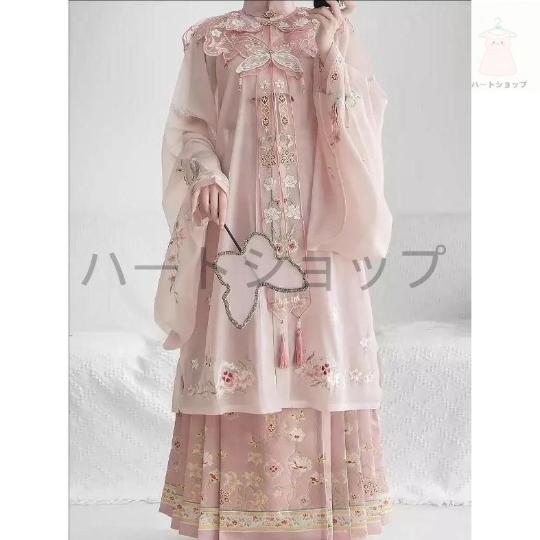 華流衣装 中華古代服 漢服 中華服 夏着 チャイナ服 中華風 チャイナ風 刺繍柄 花柄 唐装 古典美人服 舞台衣装 ステージ衣装 チャイナドレス