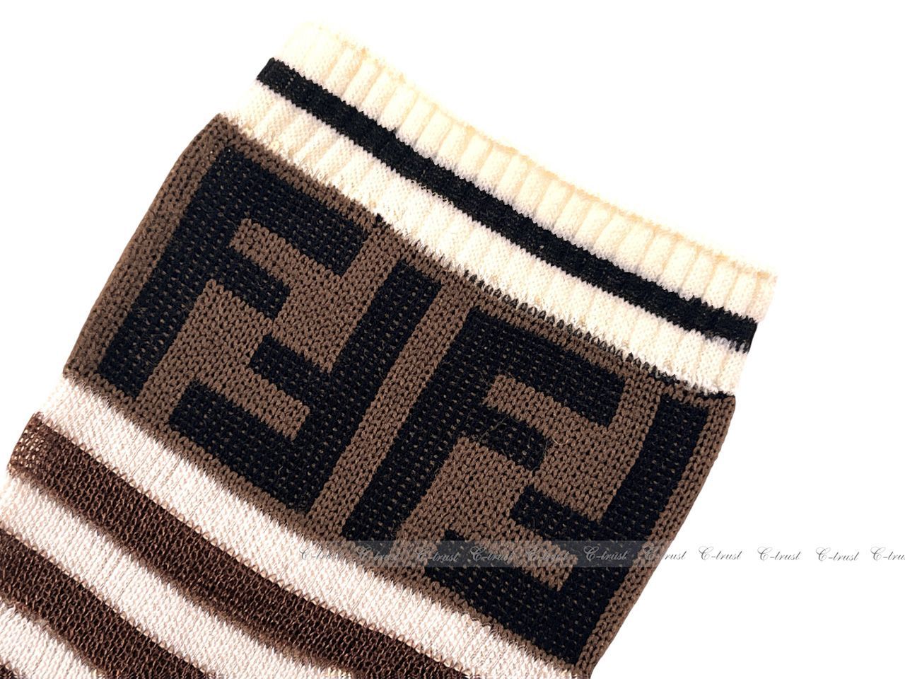 FENDI フェンディ ソックス FF 靴下 レディース コットン ロゴ L742- DECORATOM_COM_BR