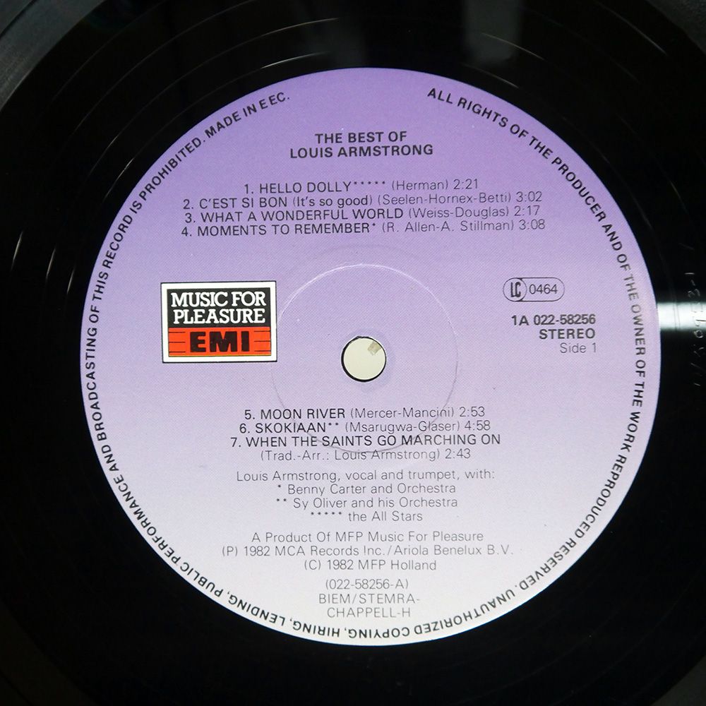 オランダ盤 LOUIS ARMSTRONG/BEST OF/MUSIC FOR PLEASURE