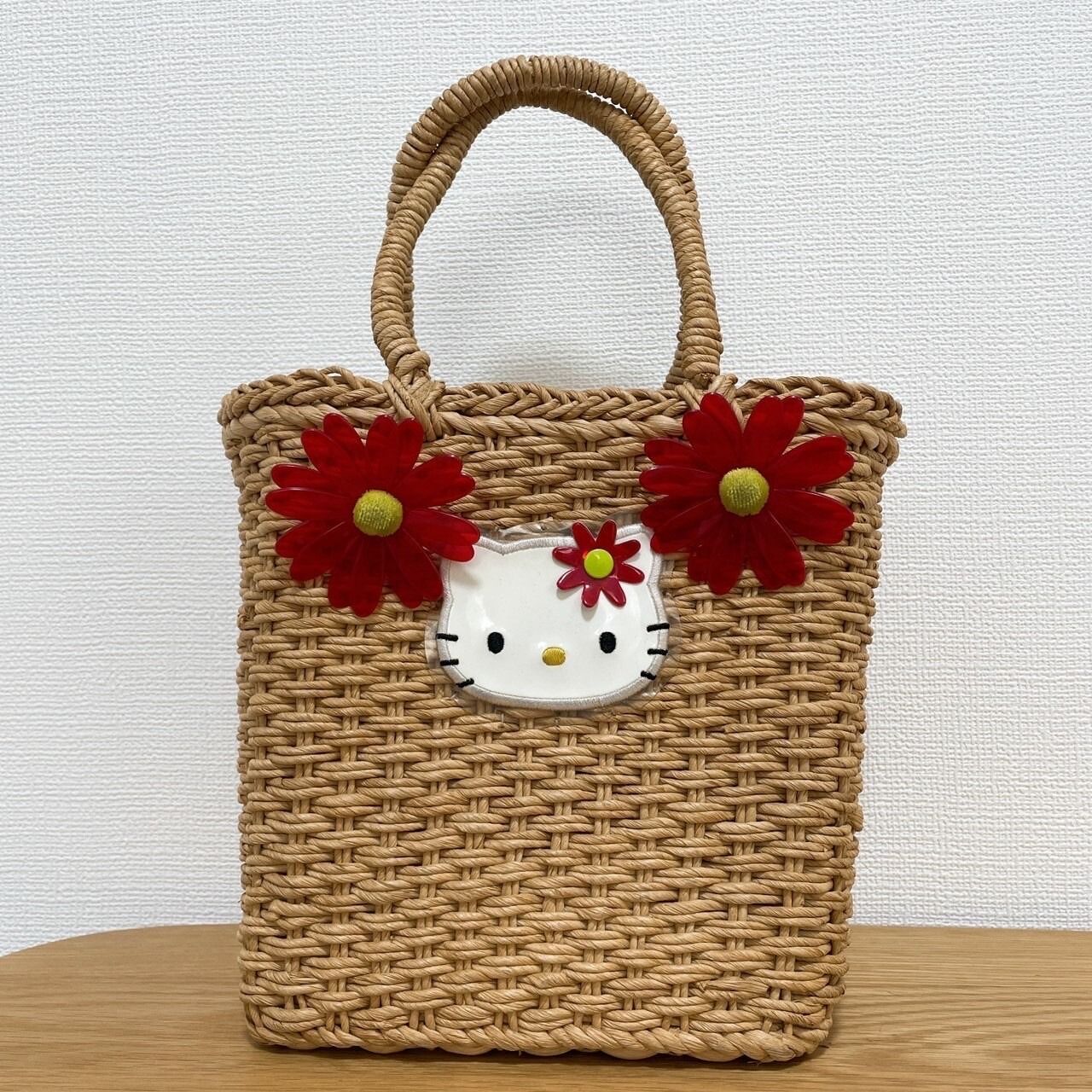 ハローキティ カオハナキティ 平成レトロ 籐風 編みカゴ 収納