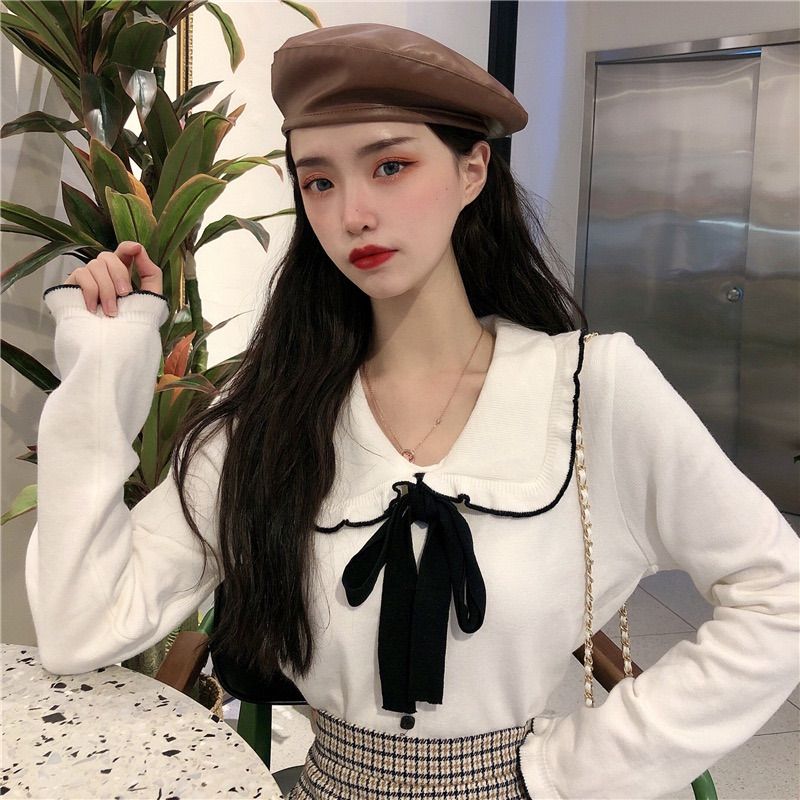 メルカリshops 秋服 冬服 リボン ニット 長袖 ゆるふわ かわいい 量産型 原宿系 韓国