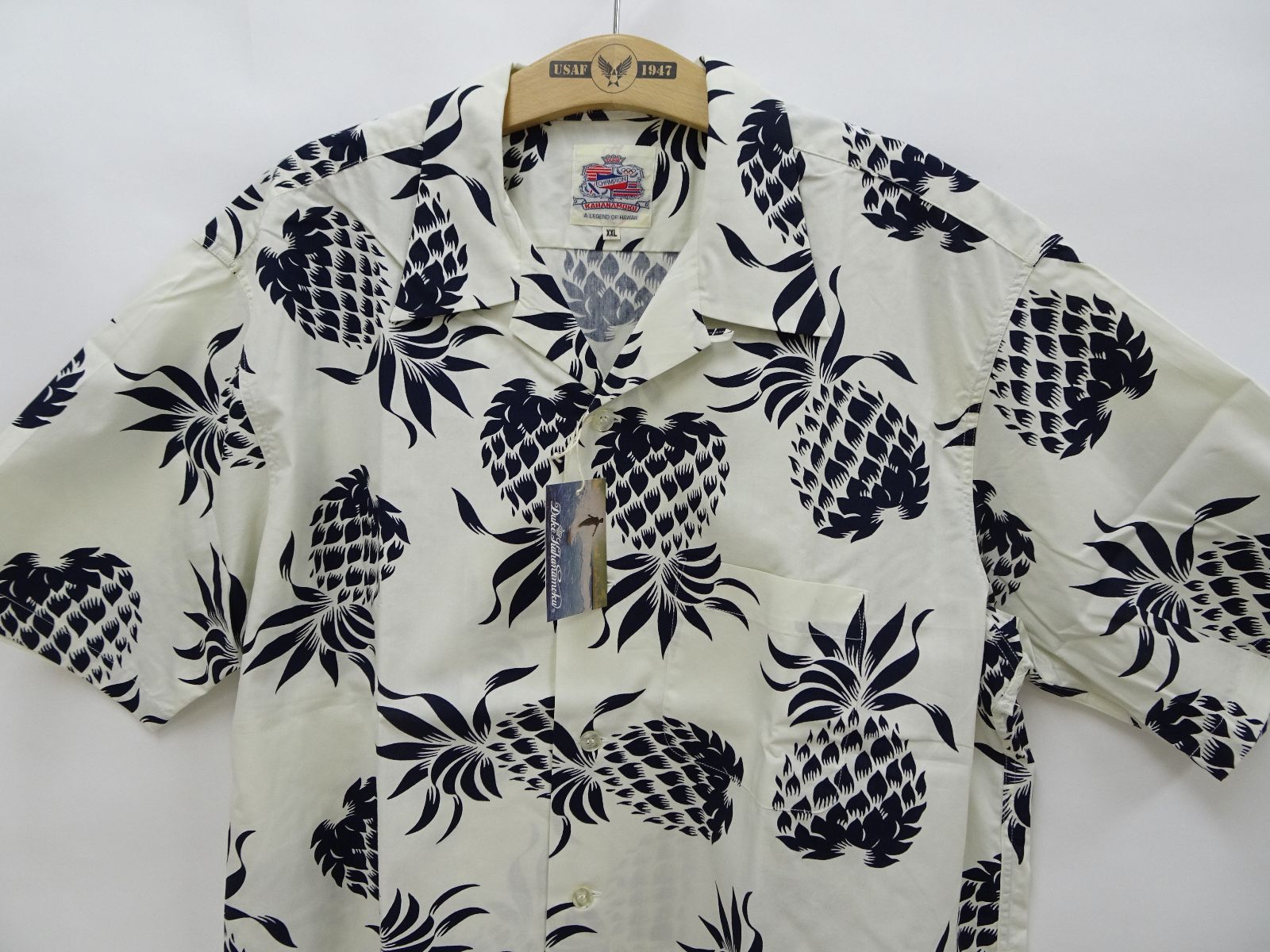 結婚 デューク カハナモク Duke Kahanamoku コットン アロハシャツ DK37811 パイナップル メンズ ハワイアンシャツ 半袖シャツ 東洋エンタープライズ オフ白
