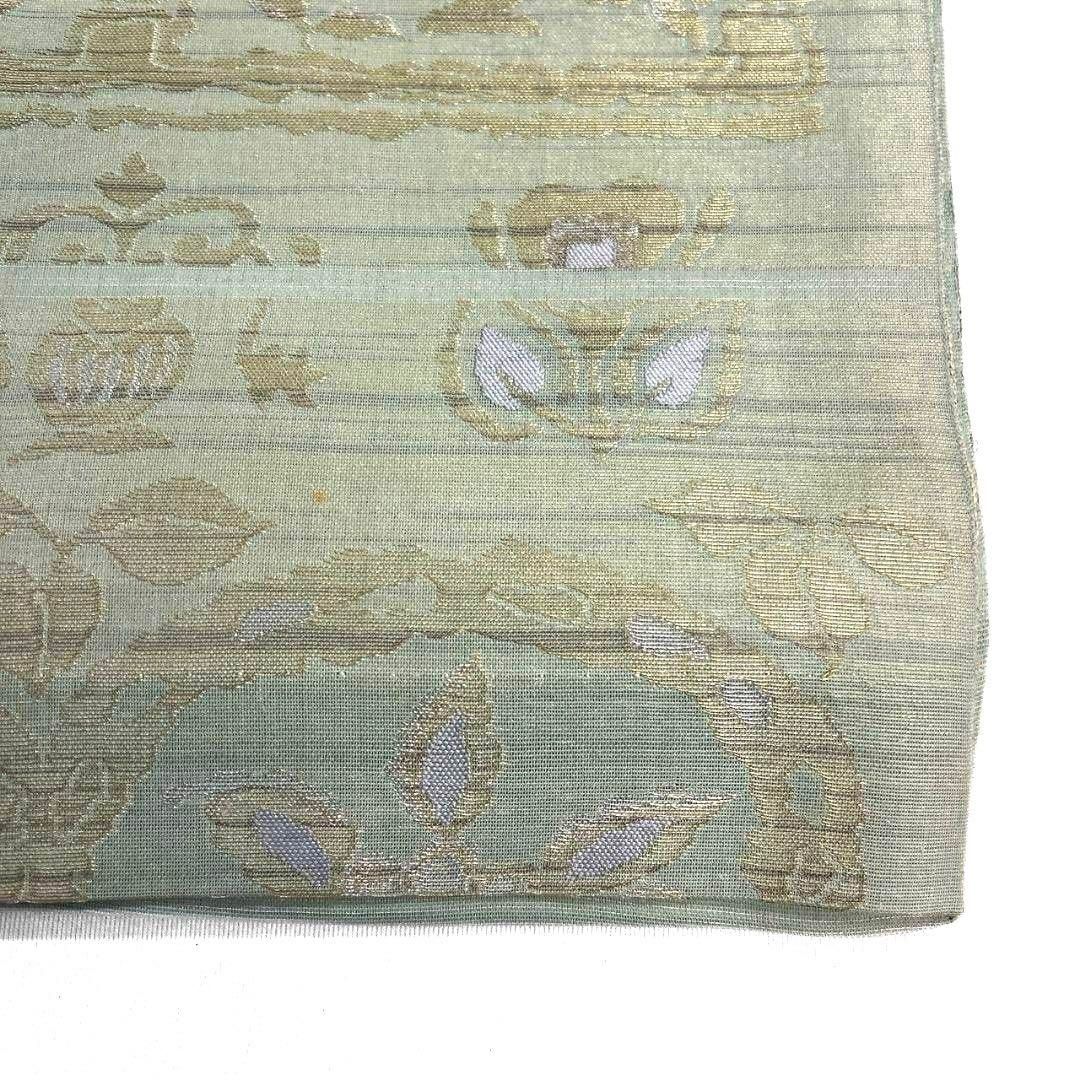 袋帯 夏用 紗 花模様 花紋 金糸 着物 062a p - メルカリ