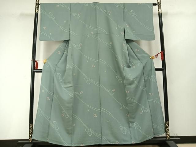 平和屋着物 上質な小紋 単衣 丸文 正絹 AABC0328fy