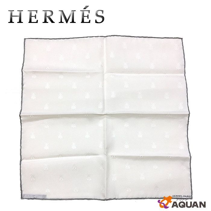 エルメス　スカーフ　ポケットチーフ　蜂　ハチ　ビー　白　aq10999 エルメス スカーフ ポケットチーフ 蜂 ハチ ビー 白 aq10999 ポケット