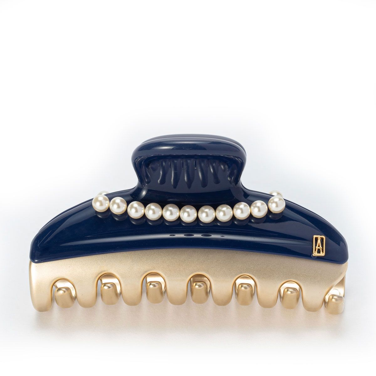 アレクサンドル ドゥ パリ ALEXANDRE DE PARIS クリップ ICCM-15571-28 MAR M5 PINCE VENDOME CLIP M 7.5CM ヴァンドーム Mサイズ パール ヘアクリップ 髪留め ネイビー