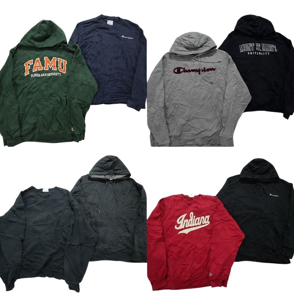 古着卸 まとめ売り チャンピオン Champion スウェット 8枚セット メンズ XL フーディー カレッジ風 アーチロゴ 古着 NC0947