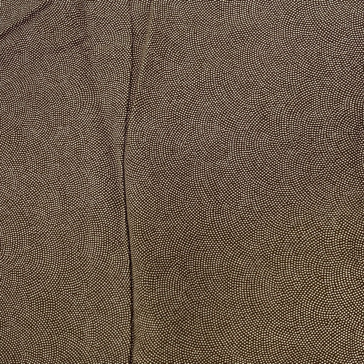 江戸小紋 身丈159cm 裄丈68.5cm L 袷 鮫 茶緑色 正絹 名品