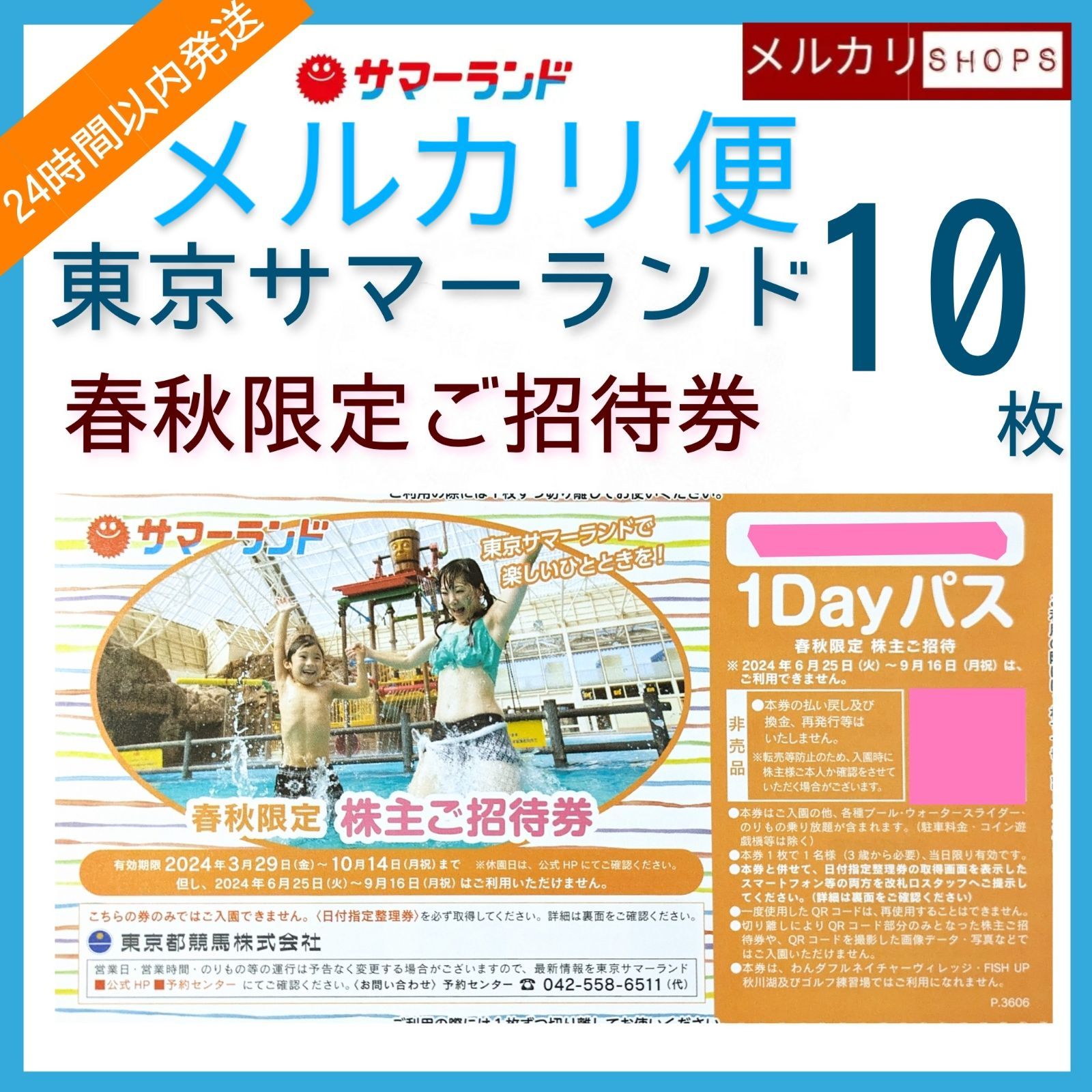 即決，送料無料★東京サマーランドフリーパス券，お得な２冊セット★多数も可 10⁄11〜13、18～19開催アソビュー会員限定感謝デー1Dayパス\u203b人数分
