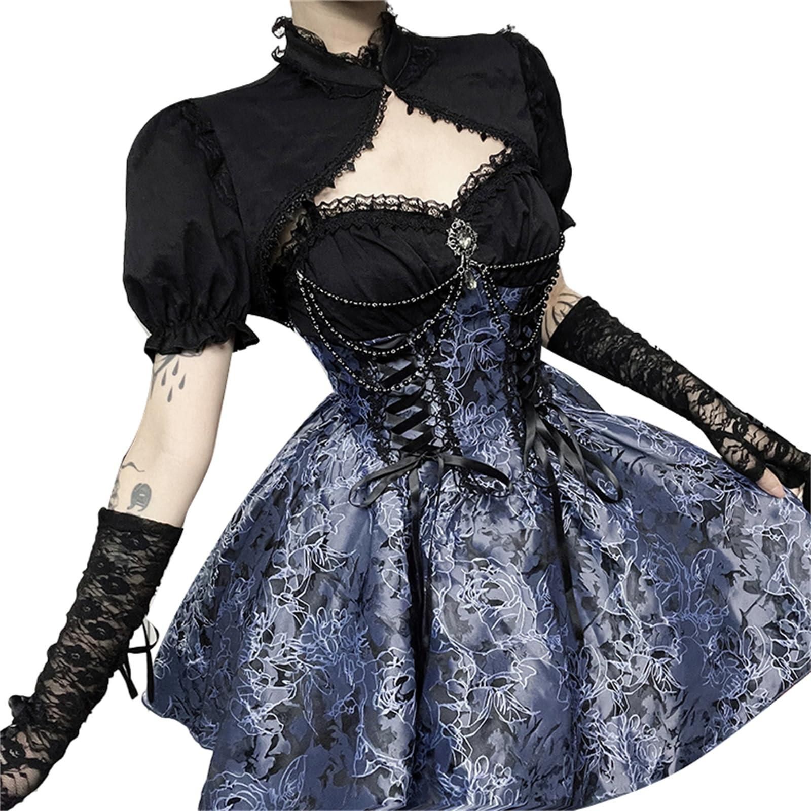 ワンピース ノースリーブ ロリータ ファッション コスプレ ゴスロリ ブラック Amazon.co.jp: [QOOLYㅤ] コスプレ ワンピース アイドル 衣装