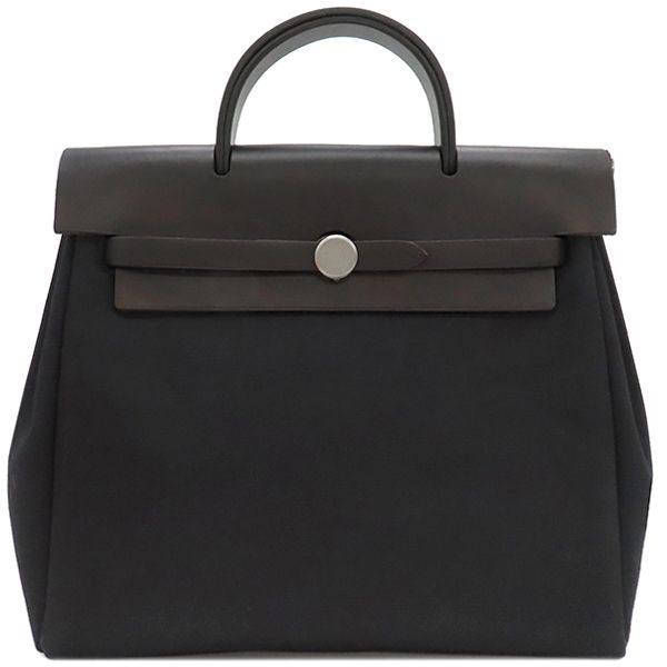 エルメス HERMES 2WAYバッグ エールバッグ アドPM トワルオフィシエ ヴァッシュハンター ブラック マットシルバー金具 黒 リュック バックパック □C刻印 保存袋