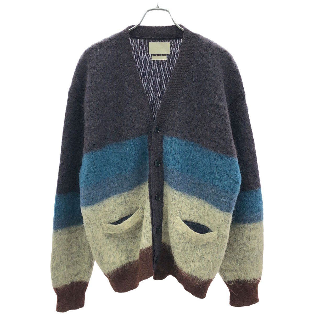 YOKE ヨーク モヘアナイロン カーディガン グレー ブルー