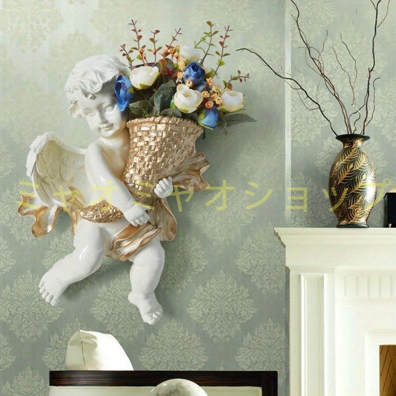 フラワーポット フラワーベース 壁飾り セラミック お洒落 ロココ調 アンティーク調 クラシック 花瓶 インテリア エンジェル 天使