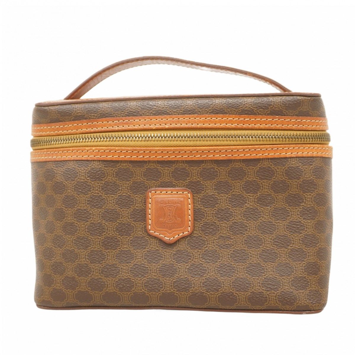 5mb2306-h セリーヌ バニティバッグ マカダム PVC ブラウン ゴールド金具 レディース