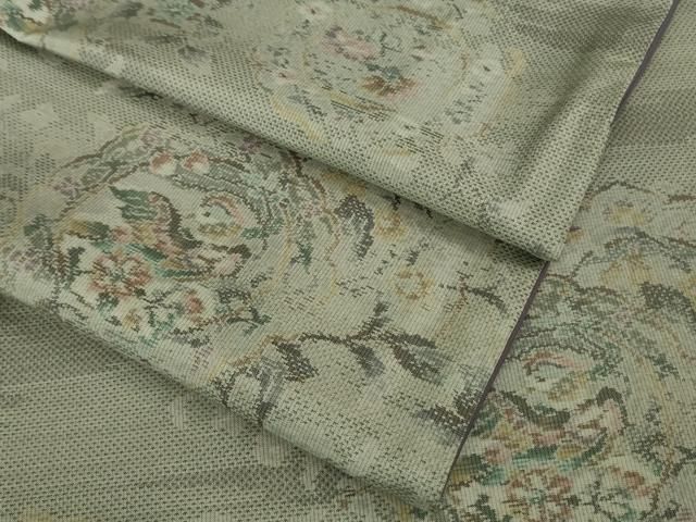 平和屋着物 上 都喜ヱ門 本場大島紬 鏡裏花鳥文 藤絹織物謹製 DZAB0164kh5