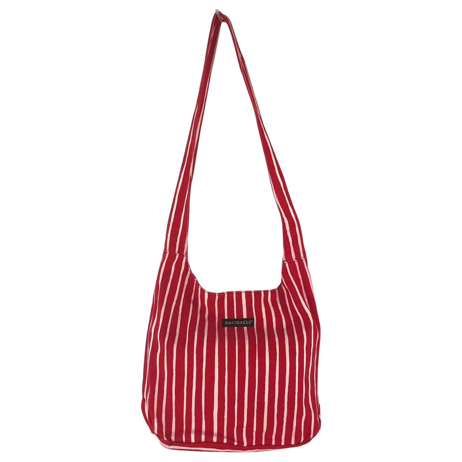 Marimekko マリメッコ ストライプショルダーバッグ/レッド系 - メルカリ
