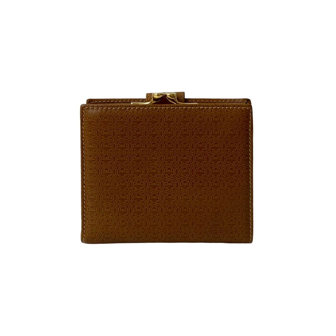 極 美品 GUCCI グッチ GG ロゴ レザー 本革 がま口 二つ折り 財布 ミニ  