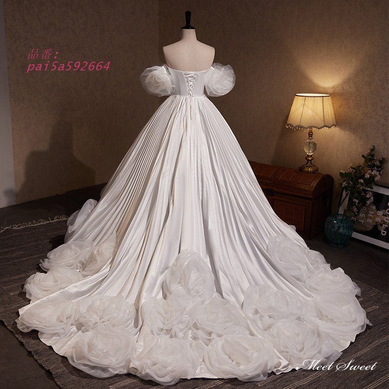  ウェディングドレス 2点セット つけ袖 ロングドレス プリンセスドレス ビスチェ 結婚式 花嫁 前撮り 二次会 フラワー ウエディングドレス Aラインドレス pai 5 a 592664 その他 ブライダル小物