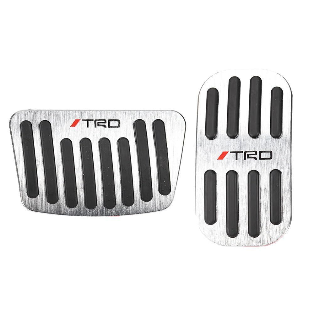 [新品・未使用]取付簡単 専用TRDロゴ 工具不要 ブレーキペダル 2点セット カバー アルミペダル ヤリスクロス 50系 プリウス 210系 カローラクロス C-HR 30系 (シルバー) 20系 ヴェルファイア アル