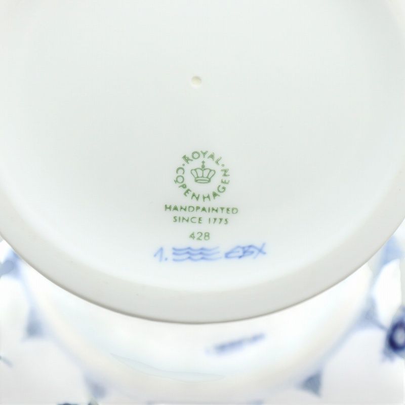 ロイヤルコペンハーゲン ブルーフルーテッド プレイン コンポート 白 青