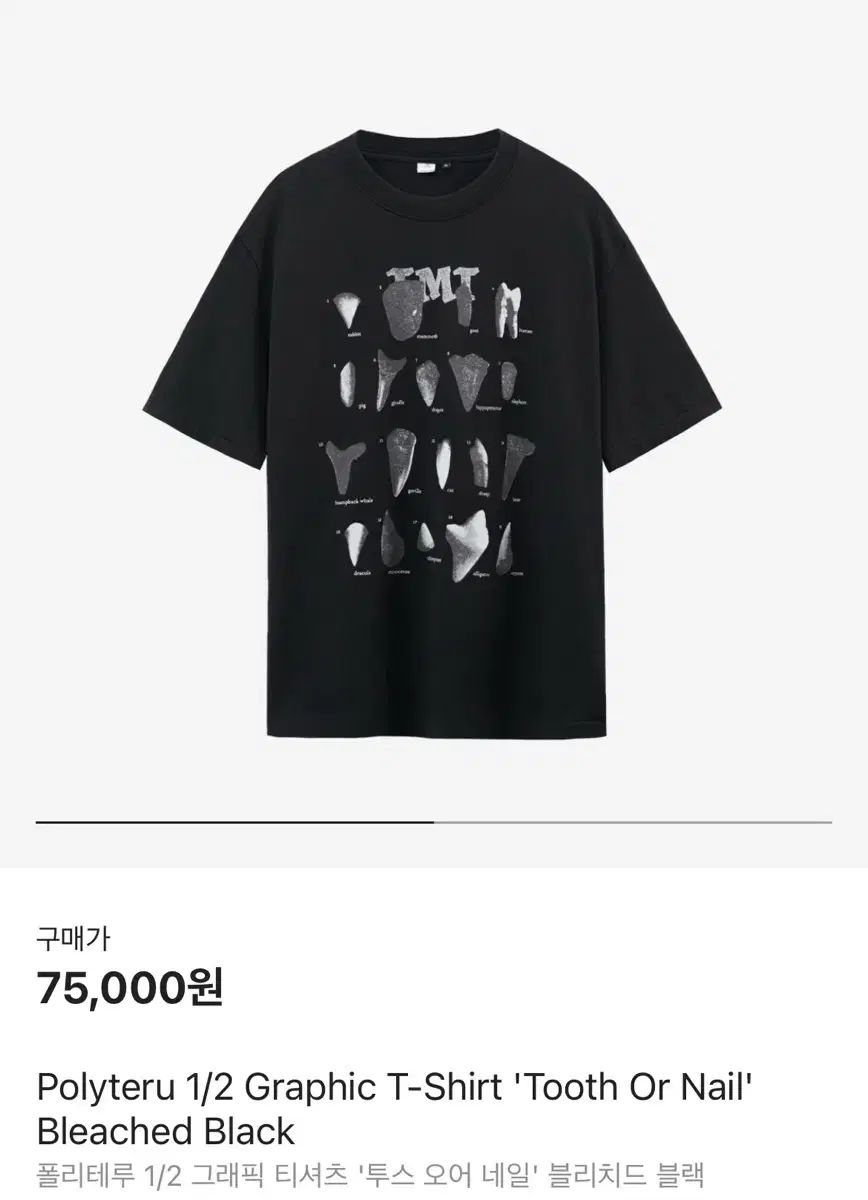 POLYTERU 1 2 グラフィック Tシャツ 歯 ああ 爪 ブリーチ 黒