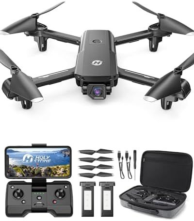Holy Stone ドローン カメラ付き 100g未満 GPS搭載 申請不要 屋外 小型 1080Pカメラ 収納ケース付き バッテリー3個 42分飛行時間 自動帰還 フォローミーモード ウェイポイントモード 誕生日ギフト HS155 灰