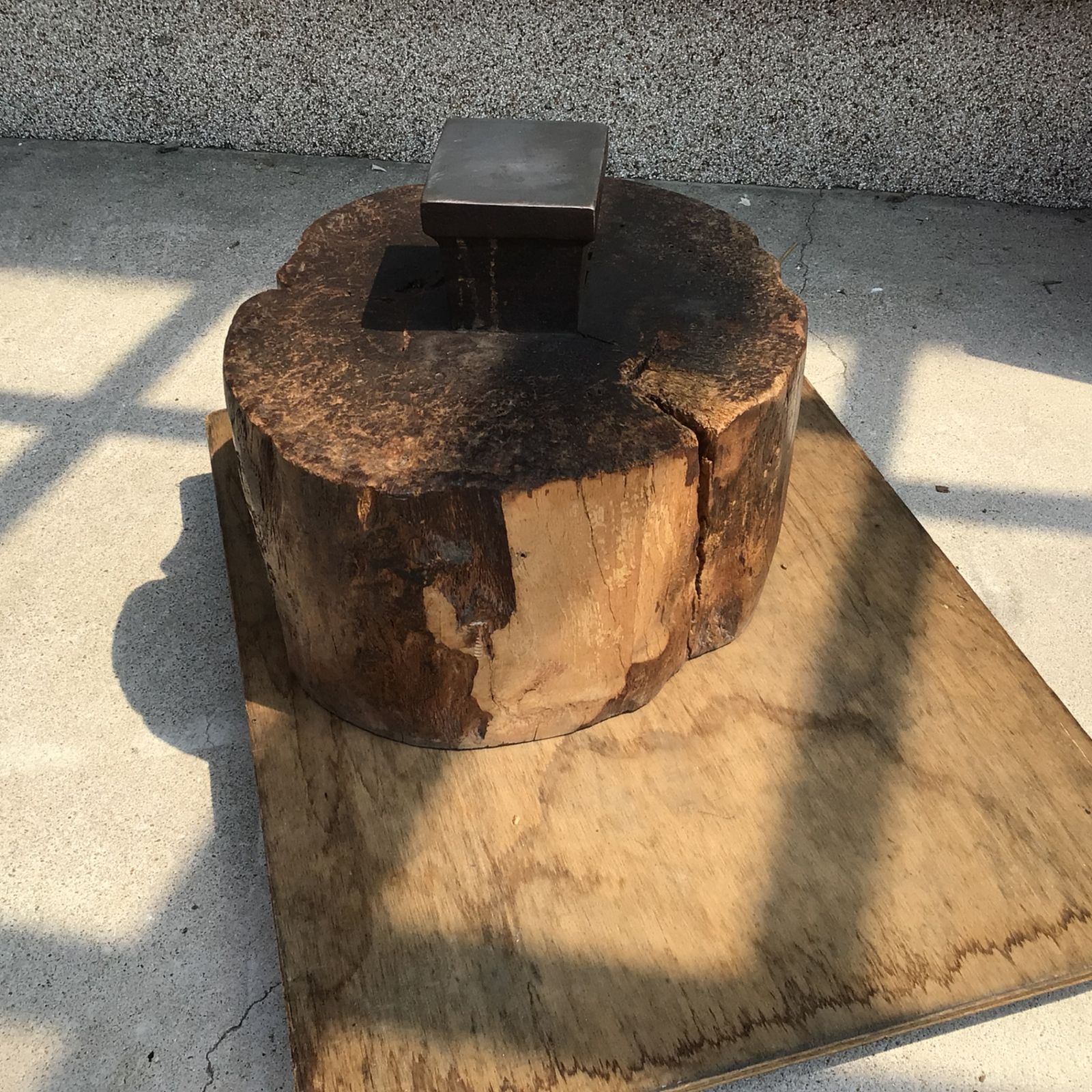 8258 【彫金】金床 木台付き 作業台 たたき台 アクセサリー制作