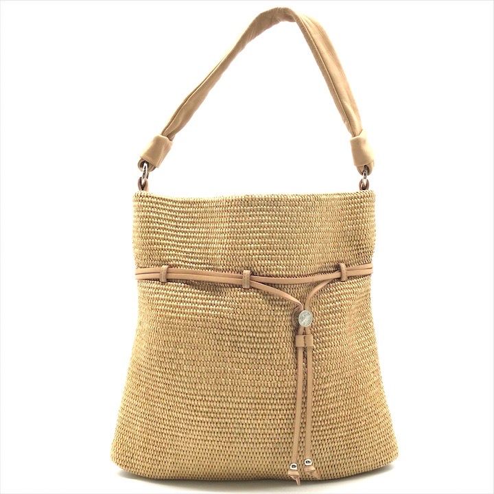 良品 HUNTING WORLD ハンティングワールド ラフィア レザー かご ワン  